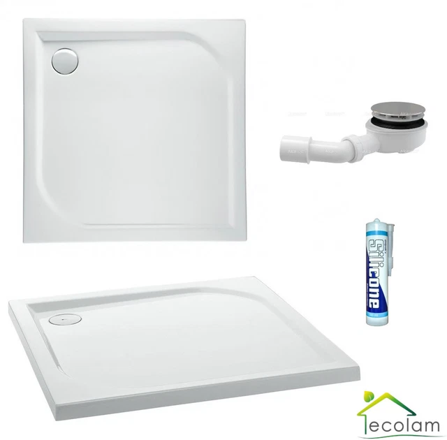 Piatto doccia piatto piatto piatto doccia quadrato acrilico 100x100x3x5,5 cm scarico Ares