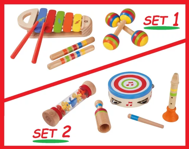 Wooden Kids Percussion Set Musical Instrument Baby Toddler Toy Xylophone Tambour