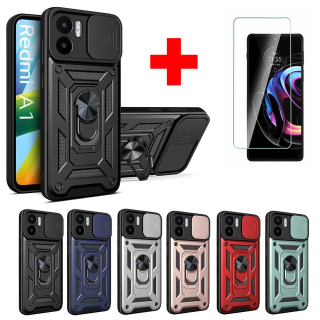 For Motorola Moto E22i E22 Shockproof Case Ring Armor Cover Stand+Tempered Glass
