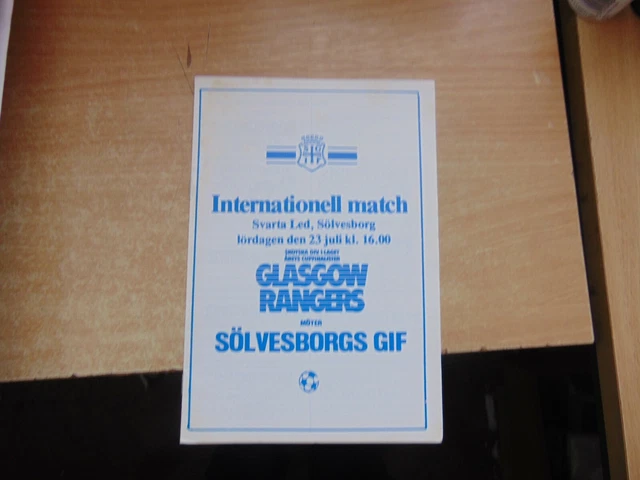 Friendly 1981/2 Solvesborgs GIF v Glasgow Rangers