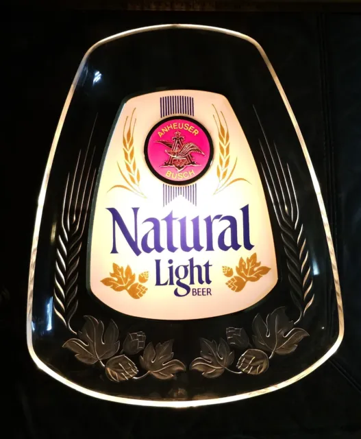 NOS Vintage 1970's Anheuser Natural Light Beer Lighted Sign 15" T x 12" W Works