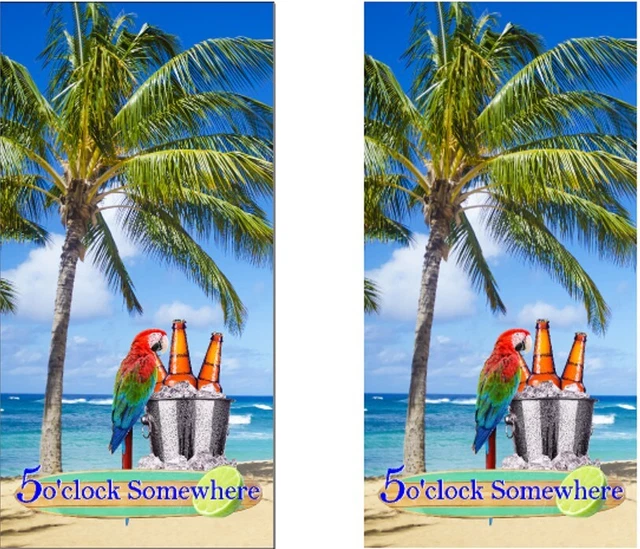 5 O'clock Somewhere cornhole board vinyl wraps