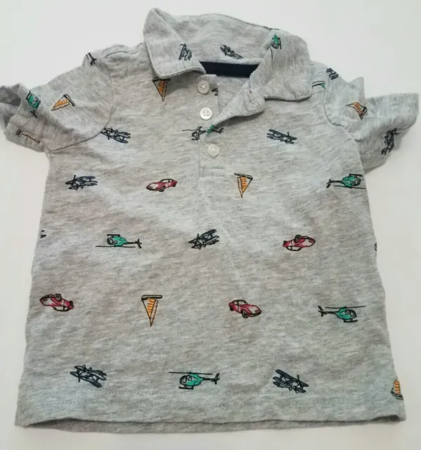Carters Boys Short Sleeve Polo T-shirt Gray 12 Month