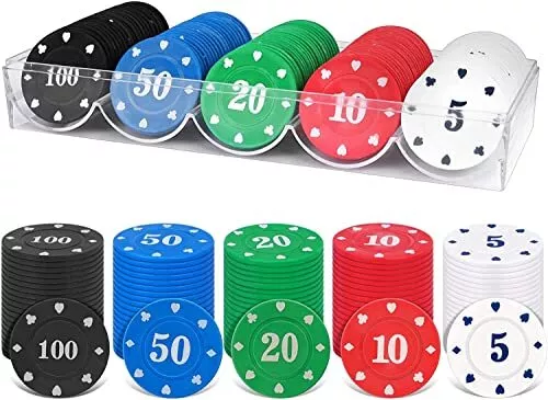 100Pcs Poker Chips with Storage Box for Texas Home Game Nights Learning Counting