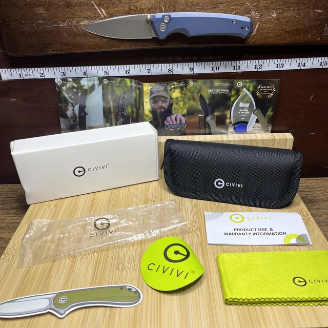 CIVIVI Pocket Folding Knife with Button Lock and Thumb Stud Opener, 2.97"