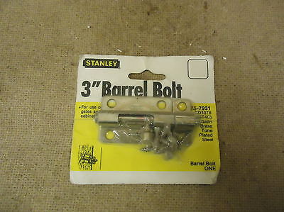 Stanley Barrel Bolt Satin Brass 3in 75-7931 Plated Steel