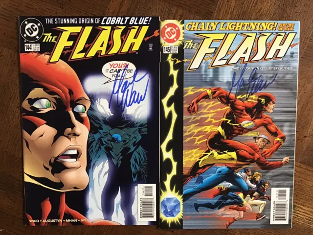 The Flash #144 & 145 ~ Signed By Mark Waid ~ Dc Comic Volume 2 Unread High Grade