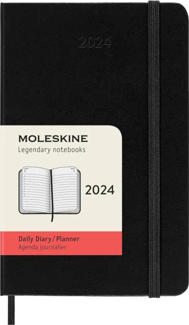 Moleskine Agenda Giornaliera 12 Mesi 2024, Agenda 2024, Formato Pocket 9x14