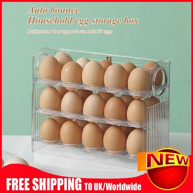 30 Grids Egg Container Tray with Time Scale 3 Layers Storage Organizer (White)
