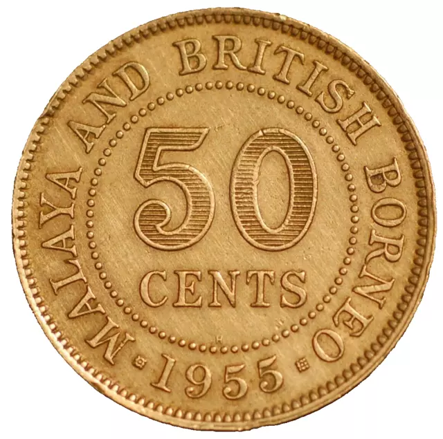 Malaya and British Borneo 50 Cents 1955 Elizabeth II KM# 4