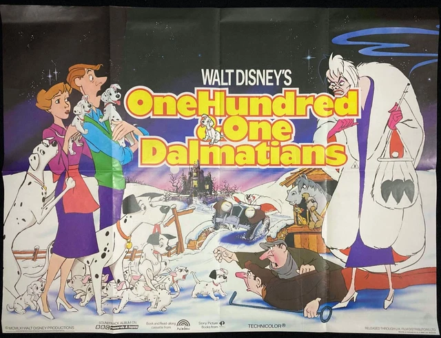 101 DALMATIANS ORIGINAL Quad Movie Cinema Poster Walt Disney Rerelease ...