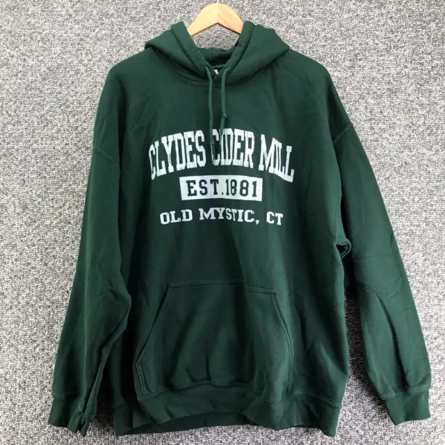 Clydes Cider Mill Old Mystic CT Gildan Hoodie Sweatshirt Green Sz XL Mens