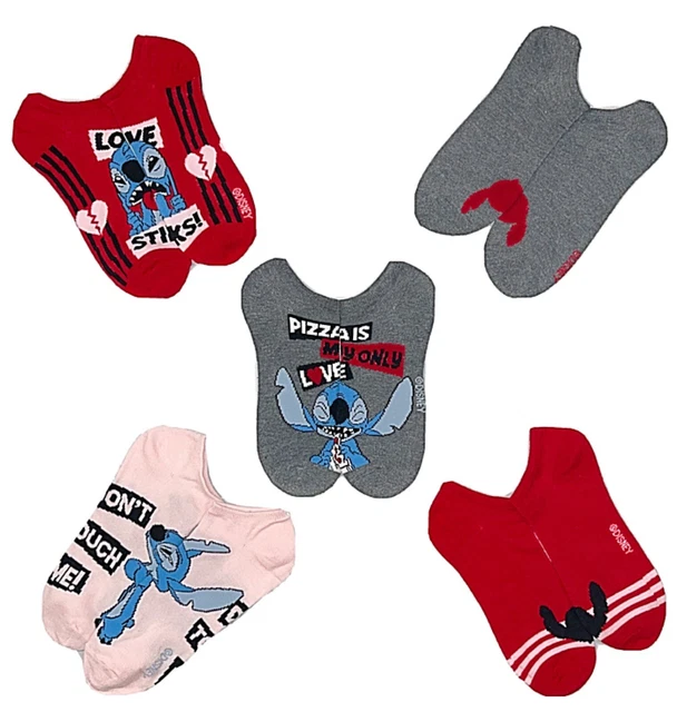 NEW DISNEY’S LILO & STITCH Ladies 5 Pair Of VALENTINES DAY No Show