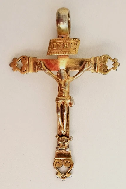 Croix D'abbesse En Vermeil / Argent Massif Plaqué Or - Bijou Régional 1798/1809 - Occasion Très Bon état