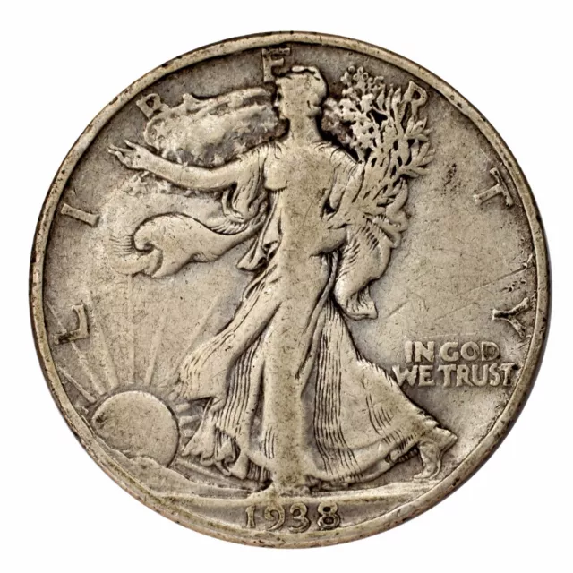 1938-D Argent Marche Liberty Demi Dollar 50C (Fin ,F, État
