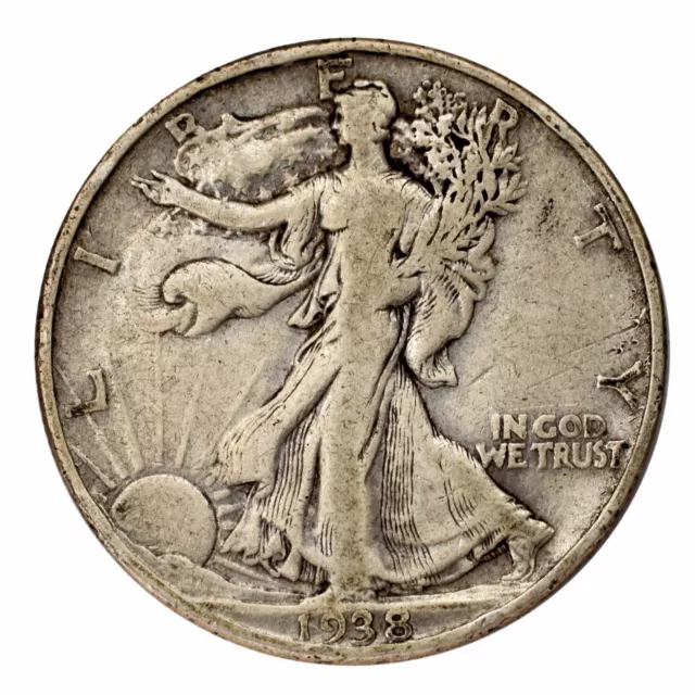 1938-D de Plata Walking Liberty Medio Dólar 50C (Fino, F Condición