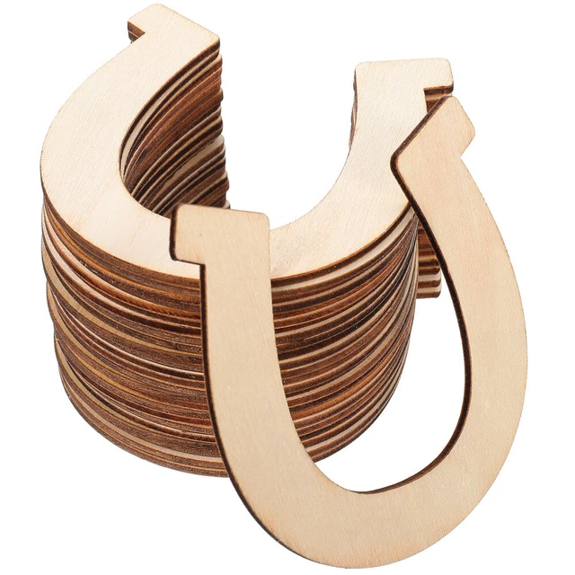 48 Pcs Holz Hufeisen-Chips Kind Holzverzierung Pferdehandwerk