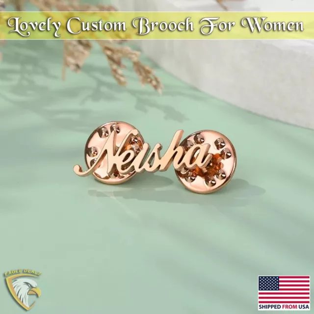 Personalized Custom Brooch For Women Man Custom Name Lapel Pin Gift for Her USA