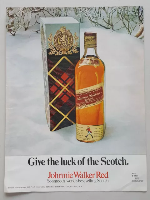 1970 Johnny Walker Red Blended Scotch Whisky Whiskey Snow Vtg Magazine Print Ad