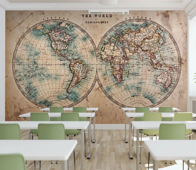 3D CURRENCY BLUE A656 World Map Wallpaper Wall Mural Removable Self