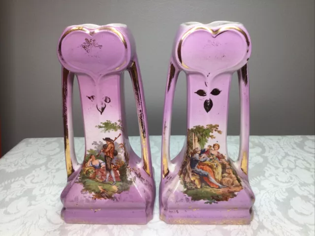 Shaw and Copestake c1920 Early SylvaC  England Victorian  Art Nouveau Vase Set 2