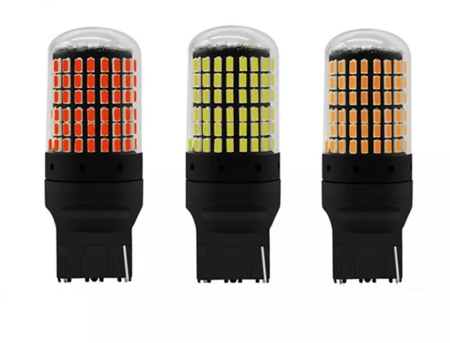 ampoule LED t20 W21W 144smd Blanc Rouge Orange Veilleuses de jour clignotant