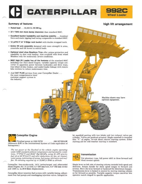 Equipment Brochure - Caterpillar - 992C - Wheel Loader - c1982 (E6957)