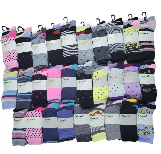 36 Pairs Ladies Socks Bundle Assorted Multi-Design Wholesale Job Lot Size UK 4-8