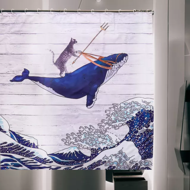 Whale Shower Curtain Polyester Japanese Bath Cartoon Towels