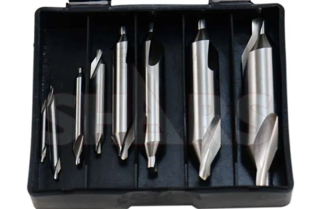 Shars #1-8 60 Degree HSS Center Drill Combined Drill & Countersink 8 PCS Set !}