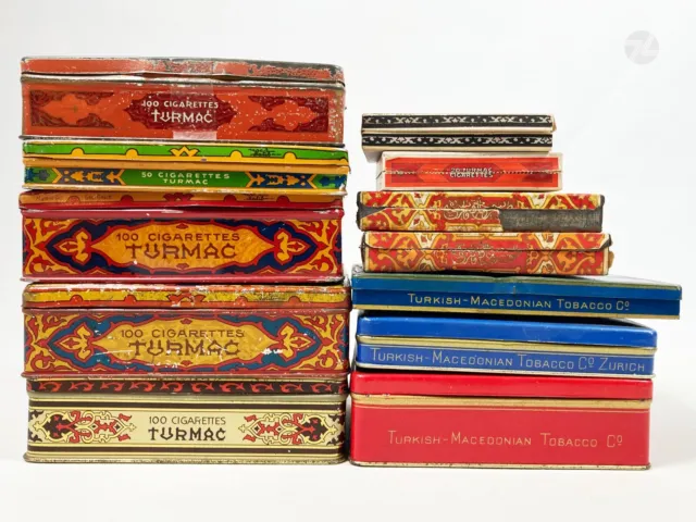 Turmac Tin Cigarette Box Turkish Macedonian Tobacco Company Vintage Swiss