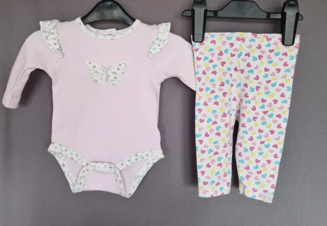 Baby Girls Kyle & Deena Clothes Bundle Bodysuit & Leggings Age 0-3 Months.
