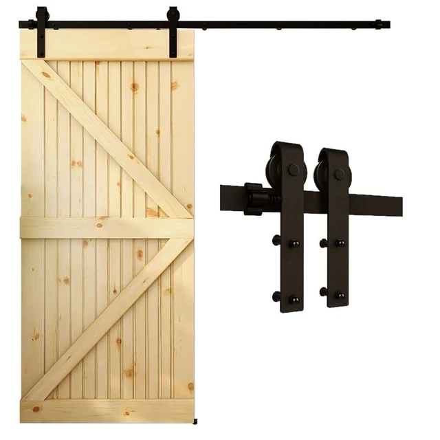 Sliding Barn Door Hardware Kit, 6FT and 6.6FT, Smooth Silent