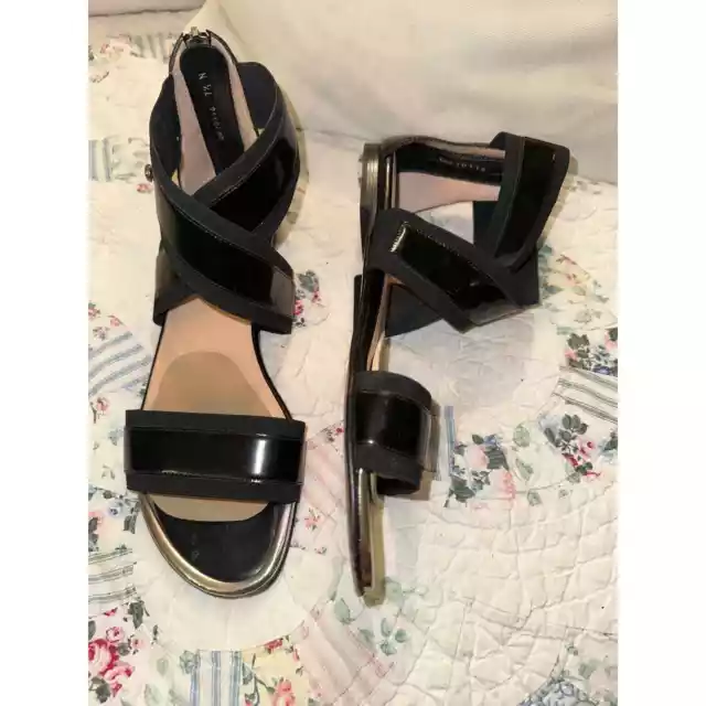 Stuart Weitzman Flat Black Sandals 7.5N