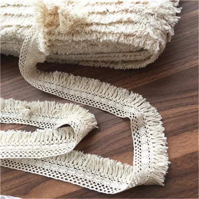 1 Yard Cotton Lace Tassel Trim Ribbon Fringe Fabric Garment DIY Sewing Craft 4cm