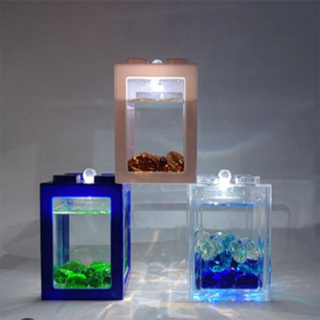 PVC New Betta Fish Accessories Mini Aquarium LED Betta Fish Tank Ornamental