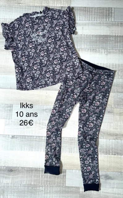 Ikks 10 Ans Fille : Ensemble T Op Fleuri + Legging Été 2023