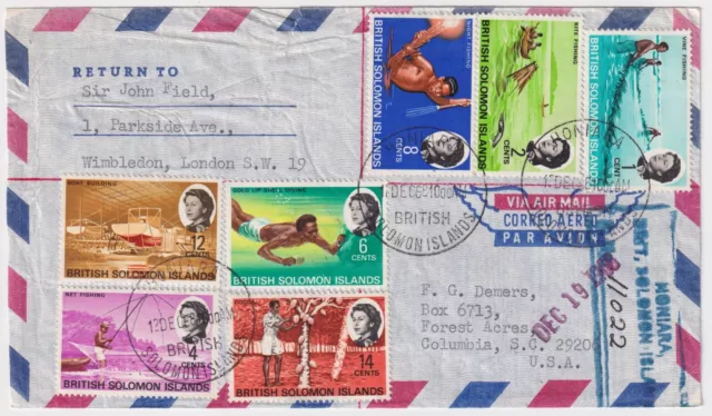 1968 British Solomon Islands Airmail to Colombia, USA