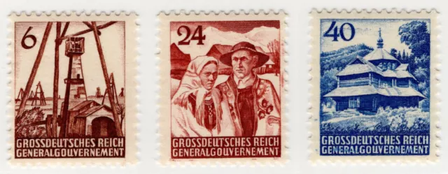 Generalgouvernement 1944, Nr. I-III, einwandfrei postfrisch mit Fotoattest