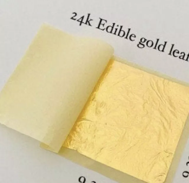 24K Edible Gold Leaf, Pure Silver 999 Leaf Sheets, 16x16 CM Gilding Foil Paper