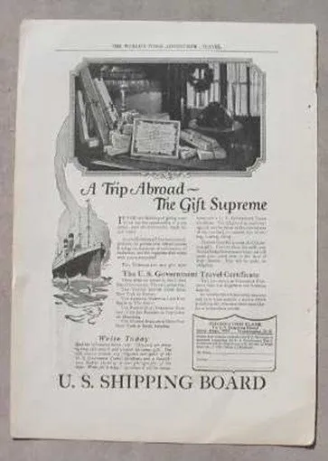 UNITED STATES LINES The Gift Supreme 1920s ad