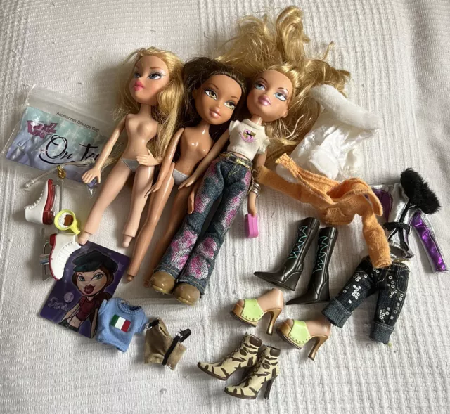Bratz Doll Bundle Lot Slumber Party Cloe, Meygan, Jade, Sasha, Yasmin &  Clothes.