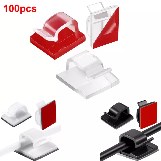 100pcs Mini Self Adhesive Cable Cord Holder Car Wire Clips Light Cord Organizer