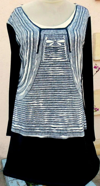 Robe Anatopik Gerwine En Guanaco Et Polyester - Taille 46/48 - Noir Fleuri - Neuve Avec étiquettes