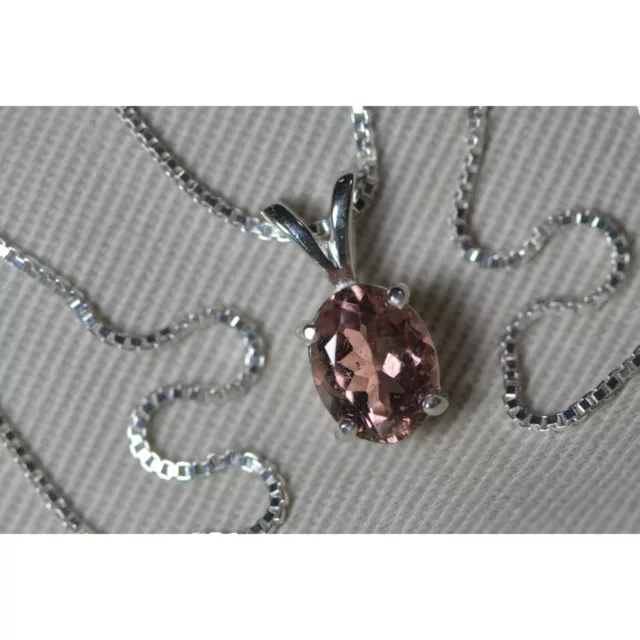 Certified Malaia Garnet Necklace 1.12 Ct Sterling Silver Malaya Pink Garnet MG6 3