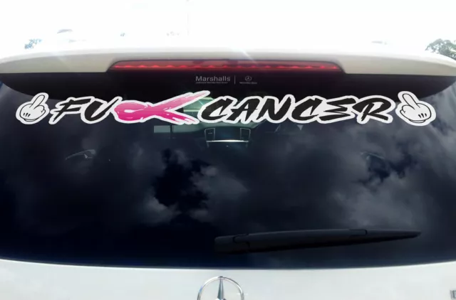 Fck Cancer Windscreen Sticker F#ck Ribbon Decal Awareness Breast Hope Car Banner