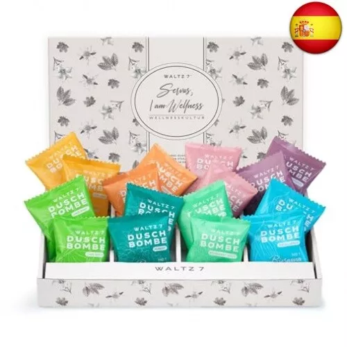 WALTZ 7 Set Bombas de Ducha, 16 Piezas, 8 Aromas Naturales de Aromaterapia,