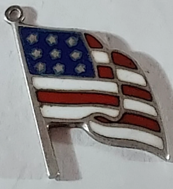 Vintage Sterling Silver ENAMELED FLAG Charm for a Charm Bracelet, 1.36g