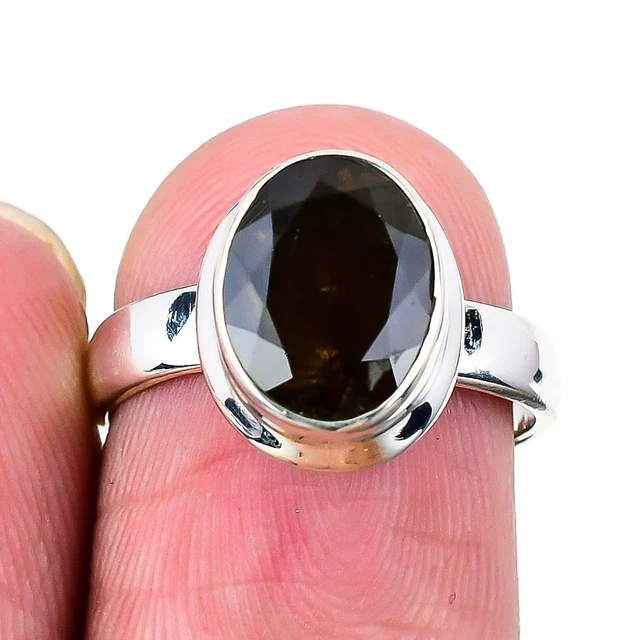 Bague émeraude en argent sterling 925 - pierre précieuse taille