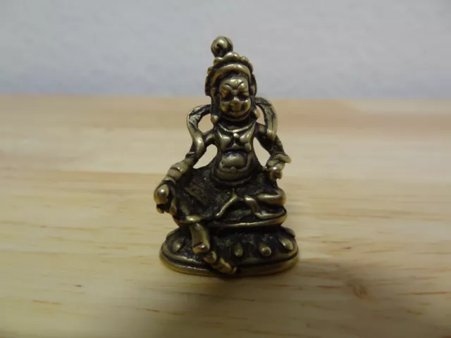 Antique Mongolian Tibetan Buddhist Cast Brass Small Statue Of A Jambhala